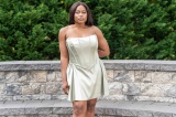 Ayana Elegant Olive Satin Dress